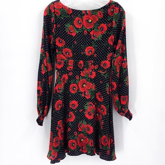 FREE PEOPLE Morning Light Midi Dress in Black Poppy Floral/Polka Dot - Picture 5 of 7